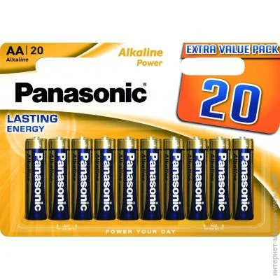  Panasonic LR6 Alkaline Power AA, 20. (LR6REB/20BW)