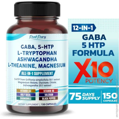   Peakpury  -     GABA 5-HTP L-Tryptophan Ashwagandha 150 .