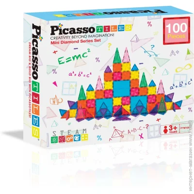 Конструктор Магнитный Picasso Tiles Конструктор магнитный 100 деталей PTM100 100 шт. Конструктор Магнитный Picasso Tiles Конструктор магнитный 100 деталей PTM100 100 шт.