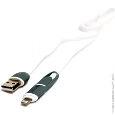  2  1 PowerPlant Quick Charge 2.1A Flat USB 2.0 AM to Lightning/Micro 1,white (KD00AS1292)