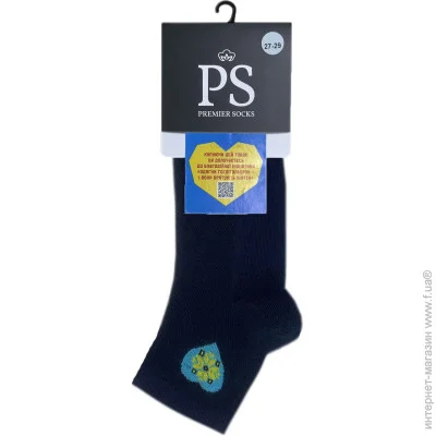 Носки Premier Socks с голубым сердцем р.27-29 темно-синий Носки Premier Socks с голубым сердцем р.27-29 темно-синий