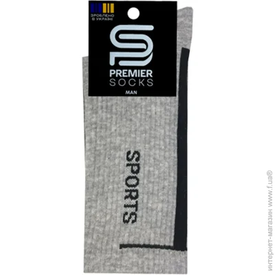 Premier Socks Носки мужские с надписью Sports р.27 серый меланж Premier Socks Носки мужские с надписью Sports р.27 серый меланж