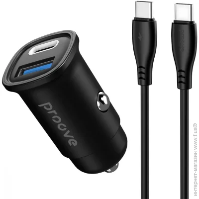    Proove Flash 30W (Type-C +  USB) +  Cable Type-C to Type-C black (CCFC30111201)