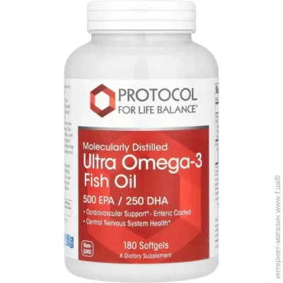   Protocol For Life Balance Molecularly Distilled Ultra Omega-3 Fish Oil 180 Softgels (000026361)