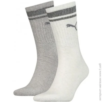 Puma  Unisex Crew Regular Stripe 2-pack 39-42 white/gray 261058001-002