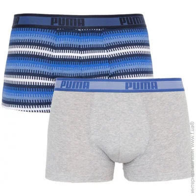   Puma - Worldhood Stripe Trunk 2-pack S gray/blue 501004001-010