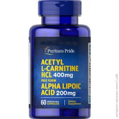   Puritan's Pride   Acetyl L-Carnitine 400 mg with Alpha Lipoic Acid 200 mg 60  (4384301423)