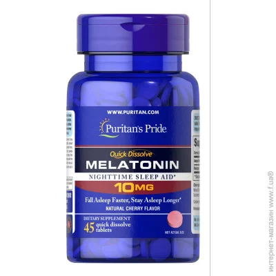   Puritan's Pride  Puritan&apos;s Pride Melatonin 10 mg Quick Dissolve Cherry Flavor 45tabl (00000040207)