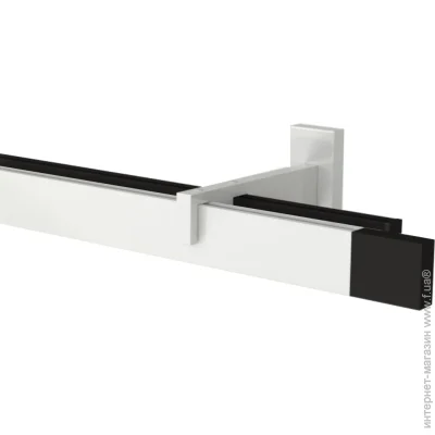 Quadrum Комплект карнизу SQUARE подвійний 14/250 см зебра з білими гачками Quadrum Комплект карнизу SQUARE подвійний 14/250 см зебра з білими гачками