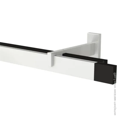 Quadrum Комплект карнизу SQUARE подвійний 17/300 см зебра з білими гачками Quadrum Комплект карнизу SQUARE подвійний 17/300 см зебра з білими гачками