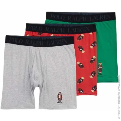   Ralph Lauren Men's Cotton Modal Bears Boxer Briefs 3-Pack (LFHBP3-L)