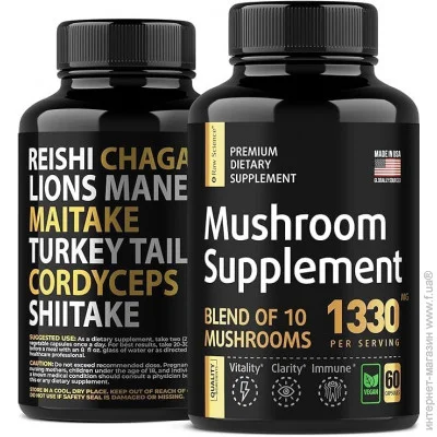 Спеціальна добавка Raw Science Преміальний грибний ноотропний комплекс Mushroom Supplement 60 капсул Спеціальна добавка Raw Science Преміальний грибний ноотропний комплекс Mushroom Supplement 60 капсул