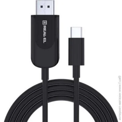  Real-El Premium USB A-Type C Leather, 1m, black-silver