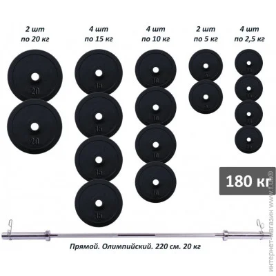 RN-Sport Штанга олімпійська гумова 180 кг (RN_OB180) RN-Sport Штанга олімпійська гумова 180 кг (RN_OB180)