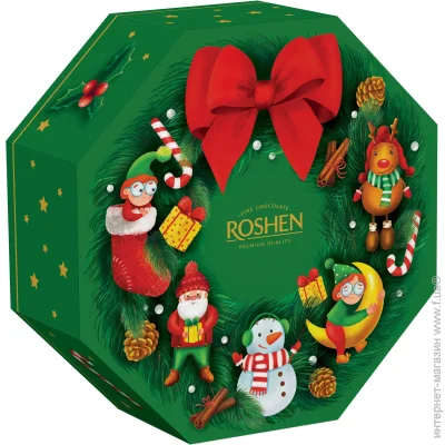 Roshen Набор подарочный Рождественский венок 472 г Roshen Набор подарочный Рождественский венок 472 г