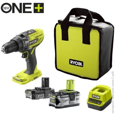 Дриль-шуруповерт акумуляторний Ryobi ONE+  R18PD3-242S (5133003820) Дриль-шуруповерт акумуляторний Ryobi ONE+  R18PD3-242S (5133003820)
