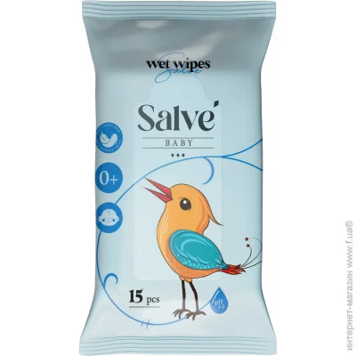 Вологі серветки Salve Серветки вологі дитячі сині Salve15 шт (5853954200478) Вологі серветки Salve Серветки вологі дитячі сині Salve15 шт (5853954200478)