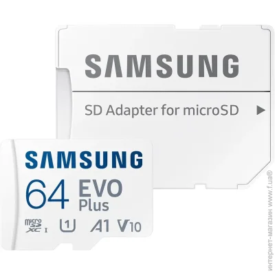   Samsung microSDXC EVO Plus 64GB UHS-I U1 V10 A1 + SD Adapter (MB-MC64KA)