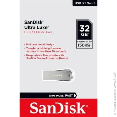  USB 3.2 Sandisk 32 GB Ultra Luxe USB 3.1 Silver (SDCZ74-032G-G46)
