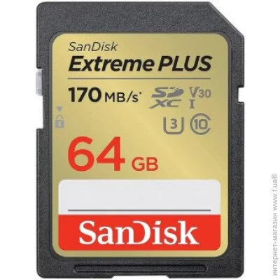  ' Sandisk 64 GB SDXC Class 10 UHS-I U3 V30 Extreme Plus (SDSDXW2-064G-GNCIN)