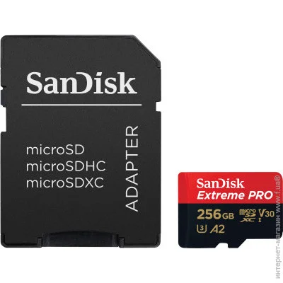   SanDisk 256GB microSDXC C10 UHS-I U3 R200/W140MB/s Extreme Pro V30 + SD (SDSQXCD-256G-GN6MA)