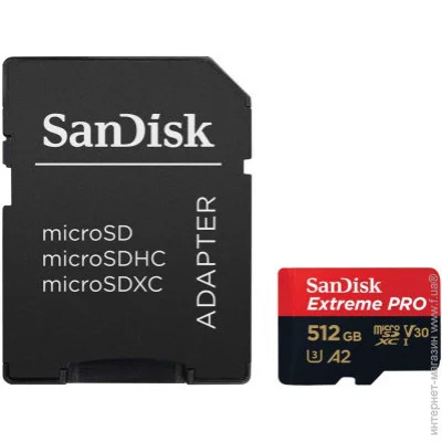   SanDisk 512GB microSDXC C10 UHS-I U3 R200/W140MB/s Extreme Pro V30 + SD (SDSQXCD-512G-GN6MA)