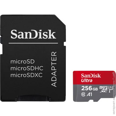   Sandisk 256 GB microSDXC UHS-I Ultra A1 + SD adapter (SDSQUAC-256G-GN6MA)