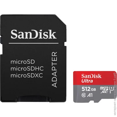   Sandisk 512 GB microSDXC UHS-I Ultra A1 + SD adapter (SDSQUAC-512G-GN6MA)