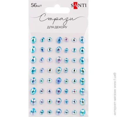 Кольоровий картон Santi Декоративний елемент самоклеючі Росинки блакитні 56 шт. 56 шт. Кольоровий картон Santi Декоративний елемент самоклеючі Росинки блакитні 56 шт. 56 шт.