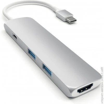 USB- Satechi Slim Aluminum Type-C Multi-Port Adapter 4K, Silver (ST-CMAS)