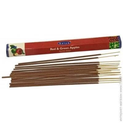 Аромапалички Satya Аромат для дому Червоне та Зелене Яблуко Пилковий пахощі Аромапалочки (34252) Аромапалички Satya Аромат для дому Червоне та Зелене Яблуко Пилковий пахощі Аромапалочки (34252)