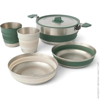 Sea to Summit Detour Stainless Steel One Pot Cook Set w/Sack  (+ 2 + 2 )   (ACK026031-122111)