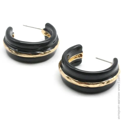 Sensio Серьги Orbit пара медицинский сплав черный/золотой Sensio Серьги Orbit пара медицинский сплав черный/золотой