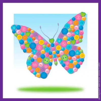 Sequin Art Button. Butterfly (SA1528)