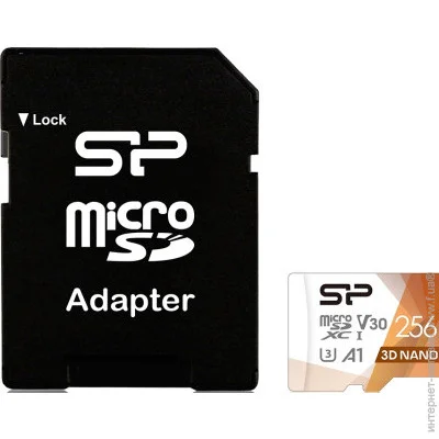  ' Silicon-Power 256G MicroSDXC U3 A1 V30 + adapter (SP256GBSTXDU3V20AB)