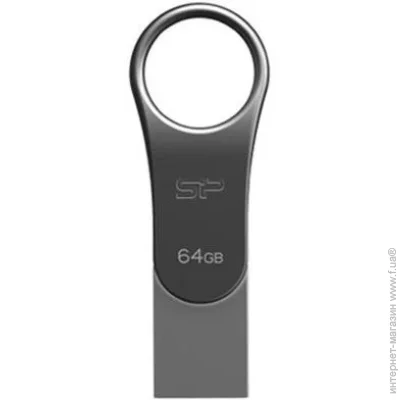  USB 3.0/USB Type-C Silicon-Power Mobile C80 64GB Silver (SP064GBUC3C80V1S)