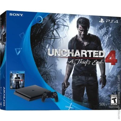  Sony PlayStation 4 Slim 500Gb + Uncharted 4,  