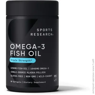     Sport Research Omega-3 Fish Oil 1250 mg Triple Strength, 90 