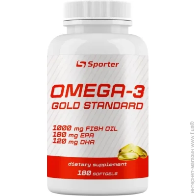 Специальная добавка Жирные кислоты Sporter Omega 3 Gold Standard, 180 капсул Специальная добавка Жирные кислоты Sporter Omega 3 Gold Standard, 180 капсул