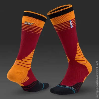  Stance NBA Miami Heat Logo Crew Socks  White (M559C5LCHE-RED-46-50)