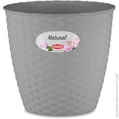 Горщик Stefanplast Вазон пластиковий Natural круглий 1,1 л сірий (73806) Горщик Stefanplast Вазон пластиковий Natural круглий 1,1 л сірий (73806)