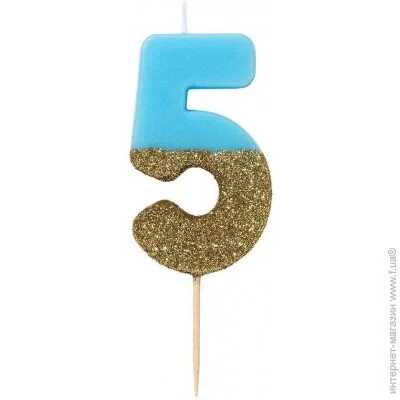  Talking Tables - 5   (1 ) (BDAY-CANDLE-BLU-5)