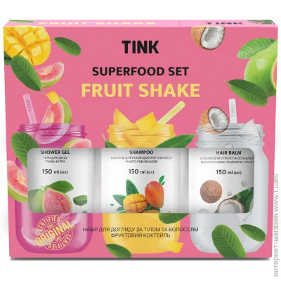 Набір косметики Tink Набір подарунковий унісекс Superfood Set Fruit Shake Набір косметики Tink Набір подарунковий унісекс Superfood Set Fruit Shake