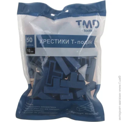 TMD Хрестики для плитки Т-подібні 10 мм 50 шт/уп TMD Хрестики для плитки Т-подібні 10 мм 50 шт/уп