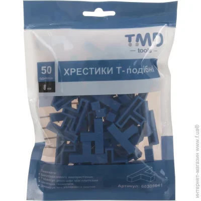 TMD Хрестики для плитки Т-подібні 8 мм 50 шт/уп TMD Хрестики для плитки Т-подібні 8 мм 50 шт/уп