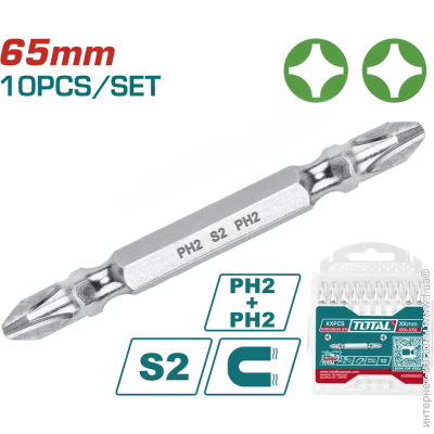 Отвертка Total Tools TAC16PH233 Викрутні насадки, PH2+ PH2, 65 мм, 10 шт. (TAC16PH233) Отвертка Total Tools TAC16PH233 Викрутні насадки, PH2+ PH2, 65 мм, 10 шт. (TAC16PH233)