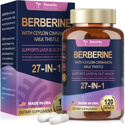 Специальная добавка Totaria Добавка берберина премиум-класса Berberine 27-in-1 120 капсул Специальная добавка Totaria Добавка берберина премиум-класса Berberine 27-in-1 120 капсул