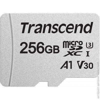   Transcend microSDXC 256GB Class 10 UHS-I U3 V30 A1 300S + SD  (TS256GUSD300S-A)