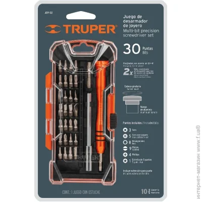- 30        Truper     JOY-32  Spanner,  (Torx),  (Phillips),    (Pozidriv),  (Triangle),  (Tri-wing),  (Hex),  (Slotted)