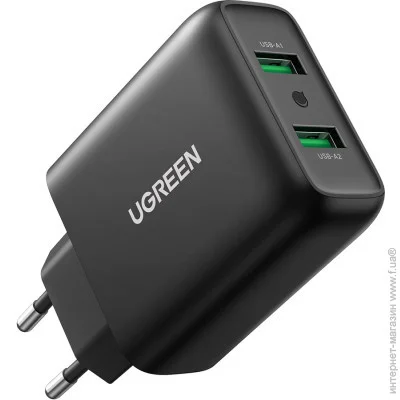   Ugreen CD161 36W 2xUSB QC 3.0 Charger (Black) (10216)
